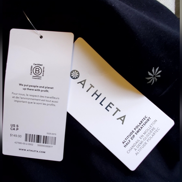 NWT Athleta Altitude Polartec Half Zip Sweatshirt Size Small Black Color - Picture 10 of 10
